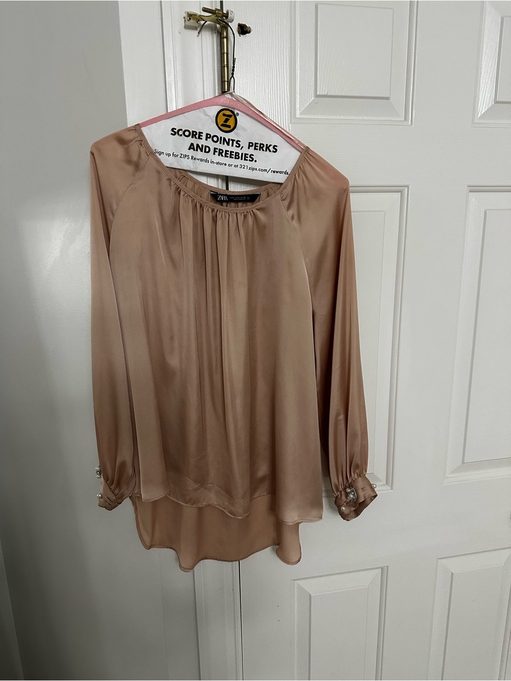Zara Satin Blouse In Blush